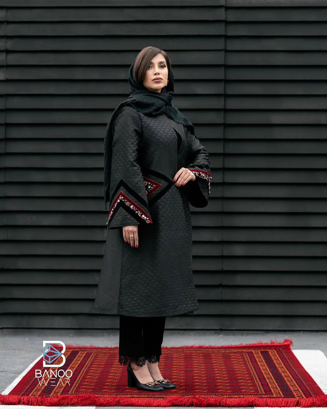 مانتو مجلسی ژاکارد مثلثی